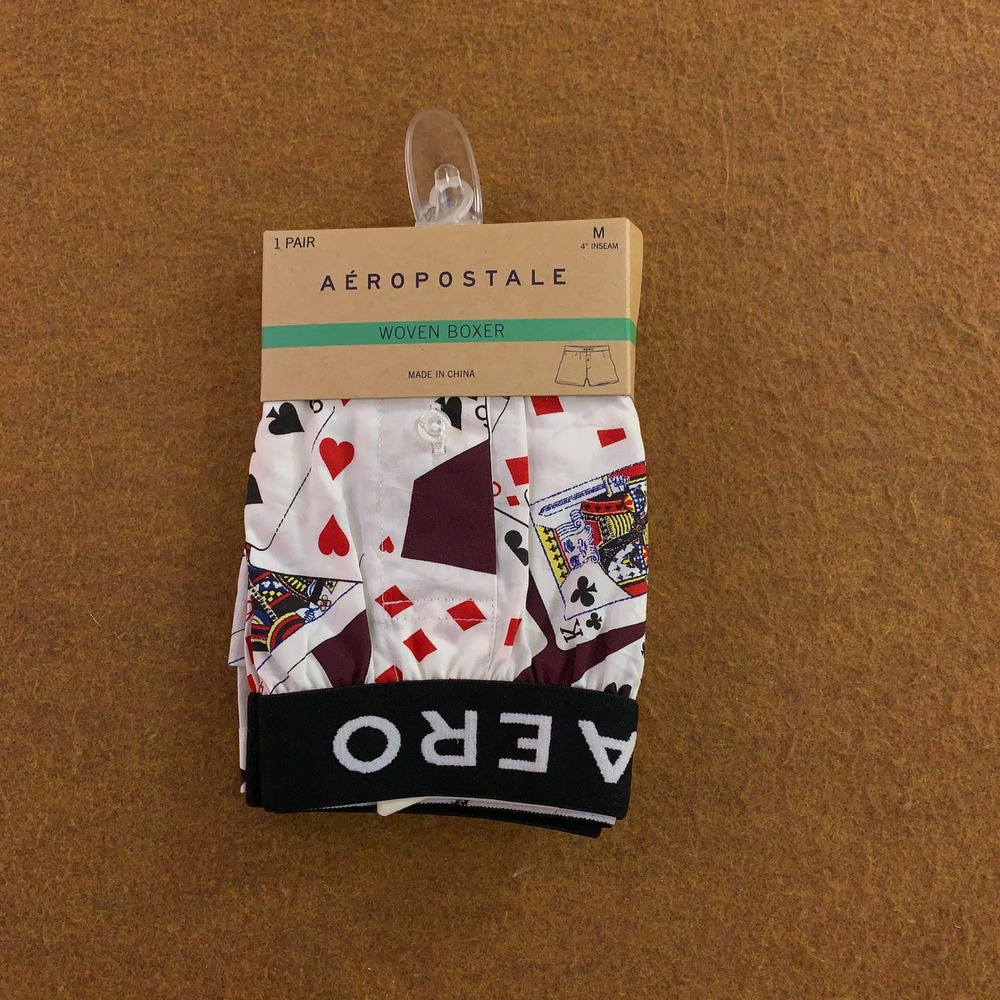 Aeropostale Mens Medium White Playing Card Woven Boxer Underwear NWT